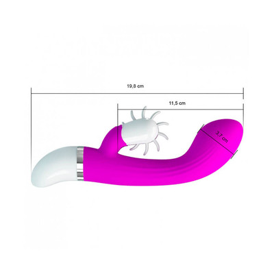 Foto 5 do produto Vibrador de Ponto G com 12 Modos de Vibração e Estimulador de Clitóris com Movimento de Língua - Pretty Love Sheila - 11,5 x 3,7 cm
