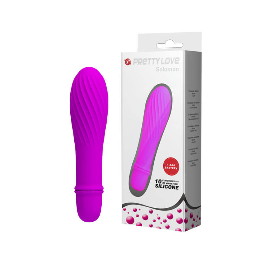 Mini Vibrador em Silicone com Relevo e 10 Modos de Vibração - Pretty Love Solomon | 12,2 x 2,9 cm | Disponível em 5 Cores - 5