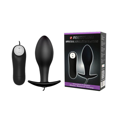Foto 1 do produto Plug Anal em Silicone com 12 Modos de Vibração e Controle Remoto com Fio - Pretty Love Special Anal Stimulation - 7,2 x 3,1 cm