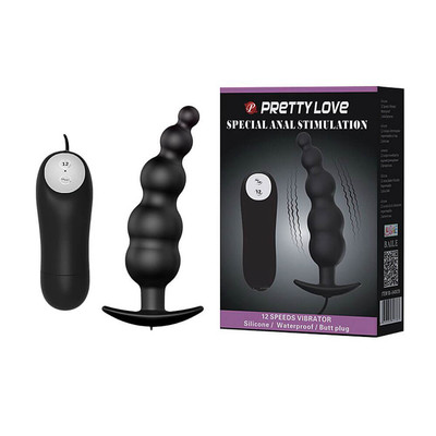 Foto 1 do produto Plug Anal em Silicone com Formato Escalonado e 12 Modos de Vibração com Controle Remoto - Pretty Love Special Anal Stimulation | 11 x 2,9 cm