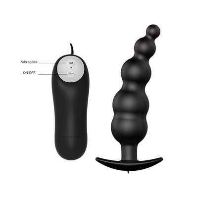 Foto 2 do produto Plug Anal em Silicone com Formato Escalonado e 12 Modos de Vibração com Controle Remoto - Pretty Love Special Anal Stimulation | 11 x 2,9 cm