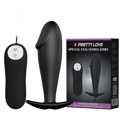 Foto 1 do produto Plug Anal em Silicone Soft Touch com 12 Modos de Vibração - Pretty Love Special Anal Stimulation | 9,5 x 3 cm