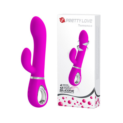 Vibrador Rotativo com Estimulador de Clítoris, Recarregável em Silicone com 4 Modos de Rotação e 12 Modos de Vibração - Pretty Love Ternence | 10,7 x 3,3 cm