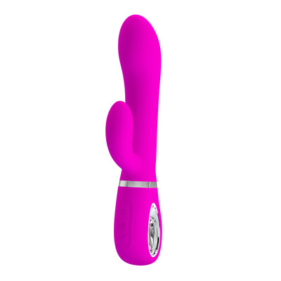 Foto 3 do produto Vibrador Rotativo com Estimulador de Clítoris, Recarregável em Silicone com 4 Modos de Rotação e 12 Modos de Vibração - Pretty Love Ternence | 10,7 x 3,3 cm