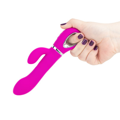 Vibrador Rotativo com Estimulador de Clítoris, Recarregável em Silicone com 4 Modos de Rotação e 12 Modos de Vibração - Pretty Love Ternence | 10,7 x 3,3 cm