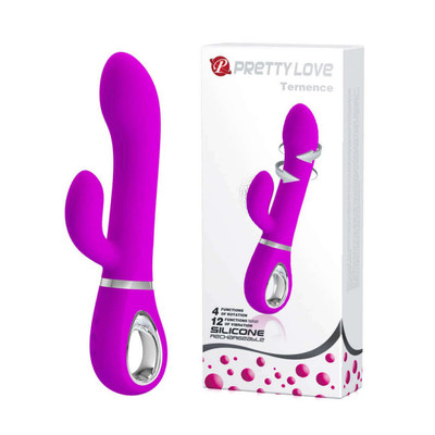 Vibrador Rotativo com Estimulador de Clítoris, Recarregável em Silicone com 4 Modos de Rotação e 12 Modos de Vibração - Pretty Love Ternence - 19,8 x 3,3 cm