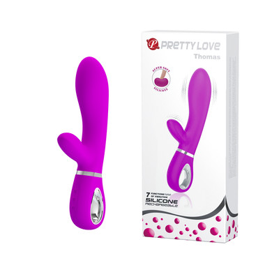 Vibrador Estimulador de Ponto G e Clítoris em Silicone Super Macio com 7 Modos de Vibrações e Recarregável - Pretty Love Thomas | 10 x 3,7 cm