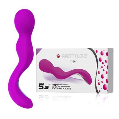 Foto 1 do produto Pretty Love Tiger - Massageador Recarregável em Soft Touch com 30 Modos de Vibração -16,5 x 3,5 cm | Cor: Roxo