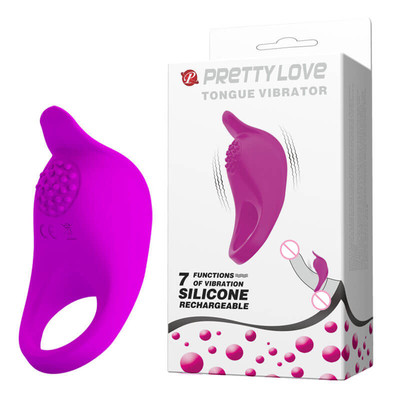 Foto 1 do produto Pretty Love Tongue Vibrator - Anel Peniano Recarregável com 7 Modos de Vibração, Estimulador de Clítoris e Textura Massageadora | Cor: Roxo