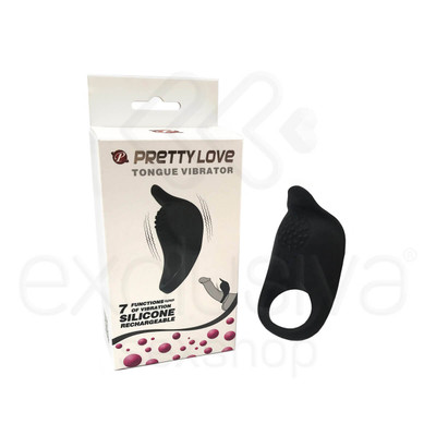 Foto 1 do produto Pretty Love Tongue Vibrator - Anel Peniano Recarregável com 7 Modos de Vibração, Estimulador de Clítoris e Textura Massageadora | Cor: Preto