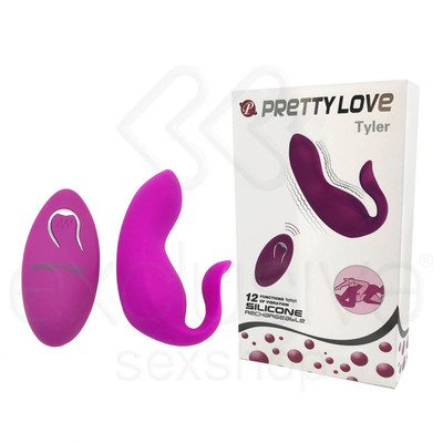 Vibrador para Casal com Estimulador de Ponto G, 12 Modos de Vibração e Controle sem Fio - Pretty Love Tyler - 7,5 x 2,5 cm