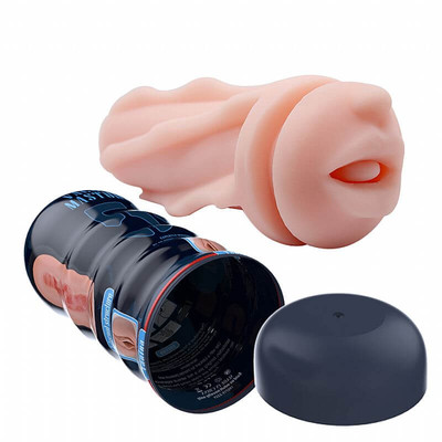 Copo Masturbador com Forma de Boca em Cyberskin e Textura Interna - Pretty Love Vaccum Cup | 18 x 7 cm