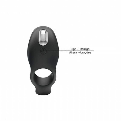 Foto 7 do produto Anel Peniano Recarregável em Silicone com Estimulador de Períneo e de Clítoris com 7 Modos de Vibrações - Pretty Love Vibration Penis Sleeve - 12,5 x 4,5 cm