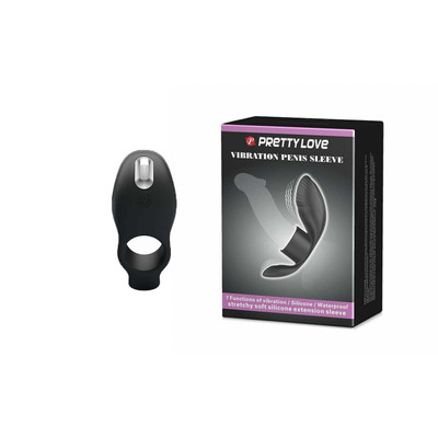 Foto 1 do produto Anel Peniano Recarregável em Silicone com Estimulador de Períneo e de Clítoris com 7 Modos de Vibrações - Pretty Love Vibration Penis Sleeve - 12,5 x 4,5 cm