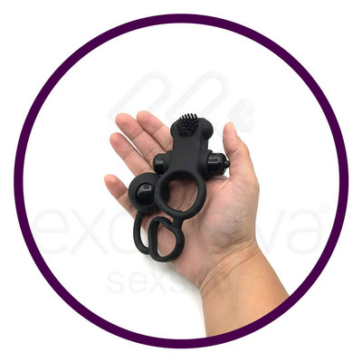 Anel Peniano e Escrotal com Estimulador Clitoriano, Peso e 10 Modos de Vibração - Pretty Love Vibration Penis Sleeve IV