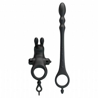 Foto 3 do produto Anel Peniano com Estimulador de Clítoris em Formato de Coelho, Estimulador de Próstata e 10 Níveis de Vibração - Pretty Love Vibration Penis Sleeve V