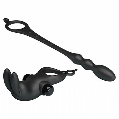 Foto 4 do produto Anel Peniano com Estimulador de Clítoris em Formato de Coelho, Estimulador de Próstata e 10 Níveis de Vibração - Pretty Love Vibration Penis Sleeve V