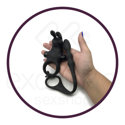 Anel Peniano com Estimulador de Clítoris em Formato de Coelho, Estimulador de Próstata e 10 Níveis de Vibração - Pretty Love Vibration Penis Sleeve V