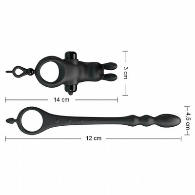 Foto 5 do produto Anel Peniano com Estimulador de Clítoris em Formato de Coelho, Estimulador de Próstata e 10 Níveis de Vibração - Pretty Love Vibration Penis Sleeve V
