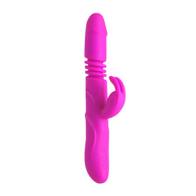 Foto 3 do produto Vibrador Recarregável com Estimulador Clitoriano em Forma de Coelho, 4 Funções de Rotação, 12 Modos de Vibração e Movimento de Vai e Vem - Pretty Love Ward | 27 x 3,5 cm