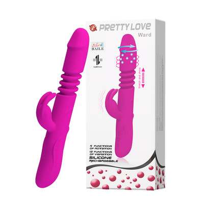 Vibrador Rabbit Recarregável com 4 Funções de Rotação, 12 Modos de Vibração e Movimento de Vai e Vem - Pretty Love Ward | 15,5 x 3,5 cm