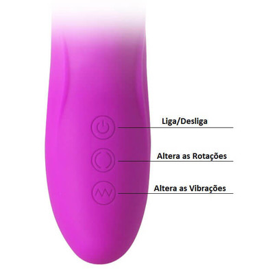 Vibrador Recarregável com Estimulador Clitoriano em Forma de Coelho, 4 Funções de Rotação, 12 Modos de Vibração e Movimento de Vai e Vem - Pretty Love Ward | 27 x 3,5 cm