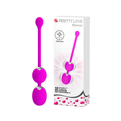 Foto 1 do produto Bolas BenWa para Pompoarismo Recarregável em Silicone com 12 Modos de Vibração - Pretty Love Werner | 20,5 x 4,4 cm