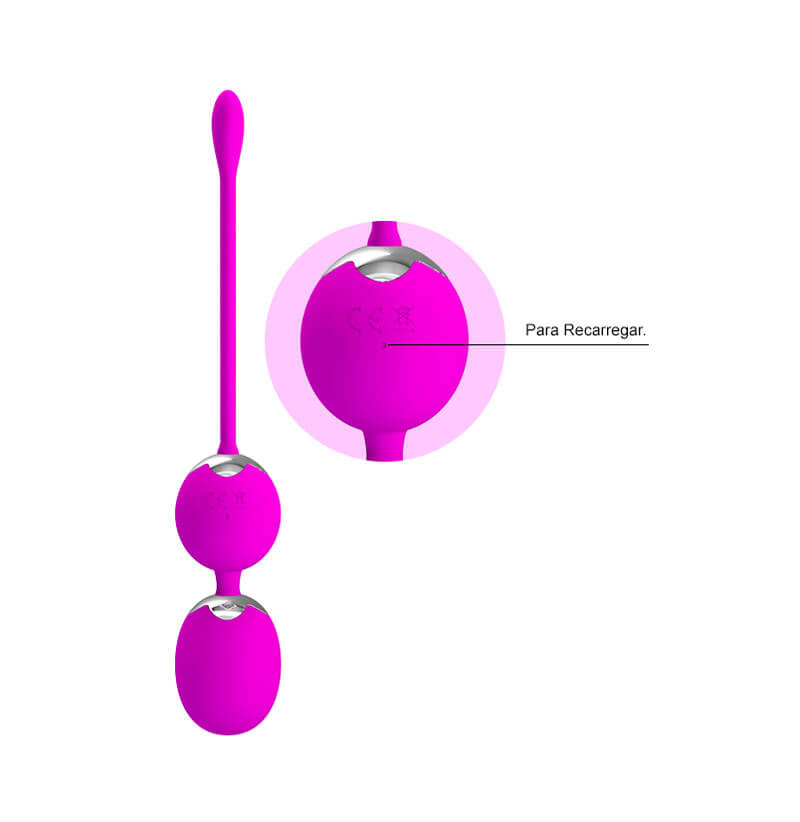 Bolas BenWa para Pompoarismo Recarregável em Silicone com 12 Modos de Vibração - Pretty Love Werner | 20,5 x 4,4 cm - 3