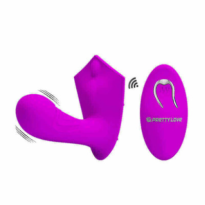 Foto 3 do produto Vibrador Estimulador de Ponto G e Clítoris em Silicone com 12 Modos de Vibração e Controle Remoto Sem Fio - Pretty Love Willie - 10 x 3 cm
