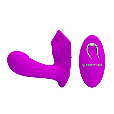 Foto 5 do produto Vibrador Estimulador de Ponto G e Clítoris em Silicone com 12 Modos de Vibração e Controle Remoto Sem Fio - Pretty Love Willie - 10 x 3 cm