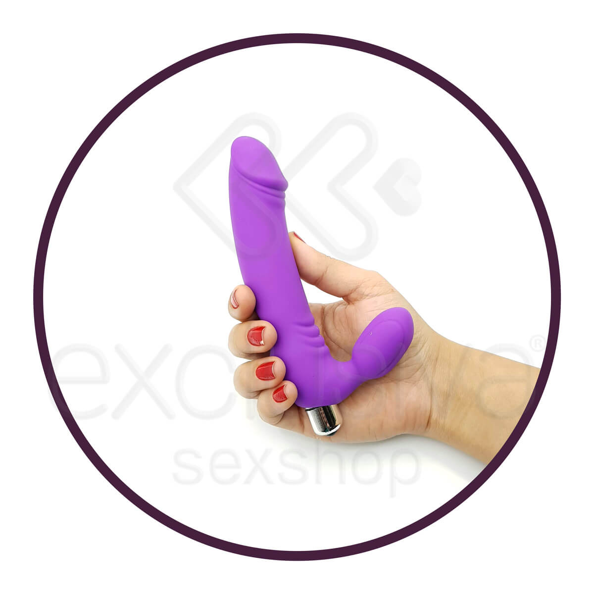 Prostate Massager - Estimulador de Próstata e Períneo em Silicone com 10 Modos de Vibrações e Pode ser Usado como Strap On - 14,9 x 3 cm | Cor: Roxo - 3