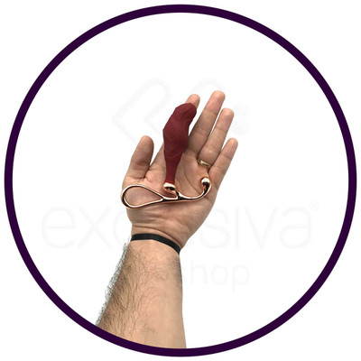 Massageador de Próstata com Estimulador e Alça de Segurança em Metal - Prostatic Massager - 9,4 x 3 cm