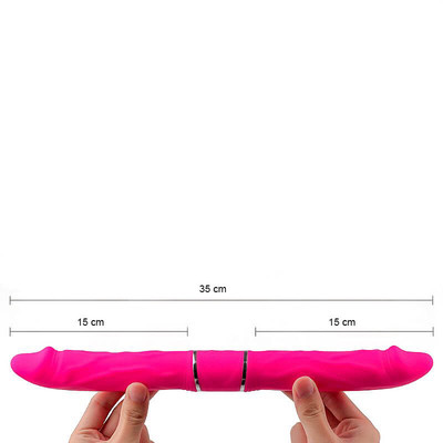 Foto 2 do produto Prótese Dupla em Silicone Aveludado com 9 Modos de Vibração - S-Hande Cici | 35 x 3,5 cm | Disponível em 2 Cores