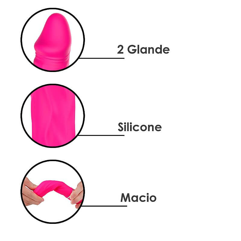 Prótese Dupla em Silicone Aveludado com 9 Modos de Vibração - S-Hande Cici | 35 x 3,5 cm | Disponível em 2 Cores - 3