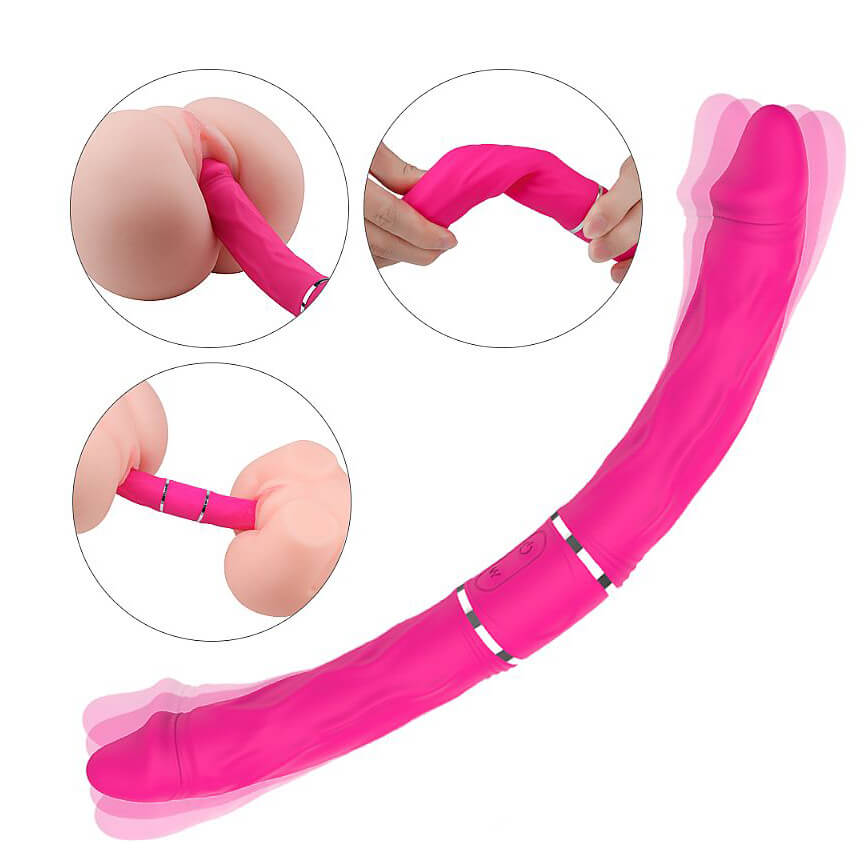 Prótese Dupla em Silicone Aveludado com 9 Modos de Vibração - S-Hande Cici | 35 x 3,5 cm | Disponível em 2 Cores - 5