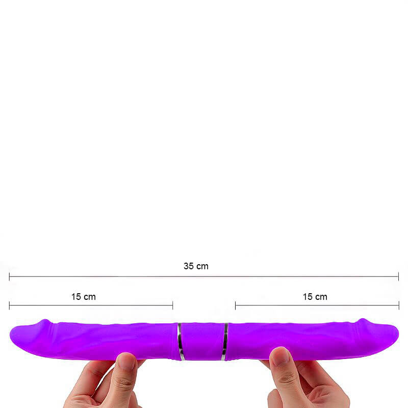 Prótese Dupla em Silicone Aveludado com 9 Modos de Vibração - S-Hande Cici | 35 x 3,5 cm | Disponível em 2 Cores - 6