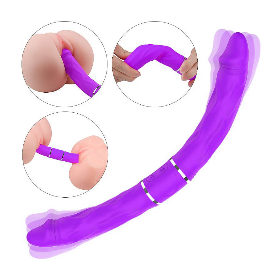 Prótese Dupla em Silicone Aveludado com 9 Modos de Vibração - S-Hande Cici | 35 x 3,5 cm | Disponível em 2 Cores - 7