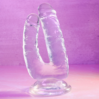 Foto 1 do produto Prótese Dupla em TPE Transparente com Formato de Pênis e Base Ventosa - Gender X Dualistic