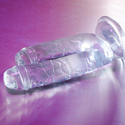 Foto 2 do produto Prótese Dupla em TPE Transparente com Formato de Pênis e Base Ventosa - Gender X Dualistic
