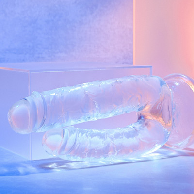 Foto 3 do produto Prótese Dupla em TPE Transparente com Formato de Pênis e Base Ventosa - Gender X Dualistic