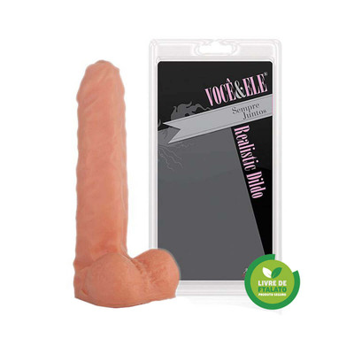 Prótese em Forma de Pênis Realístico com Prepúcio e Escroto - Você & Ele Realístic Dildo | 14,5 x 4,1 cm | Disponível em 2 Cores