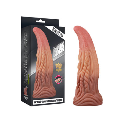 Prótese em Formato de Língua Monster em Silicone com Texturas e Ventosa - LoveToy 10" | 23 x 7,4 cm