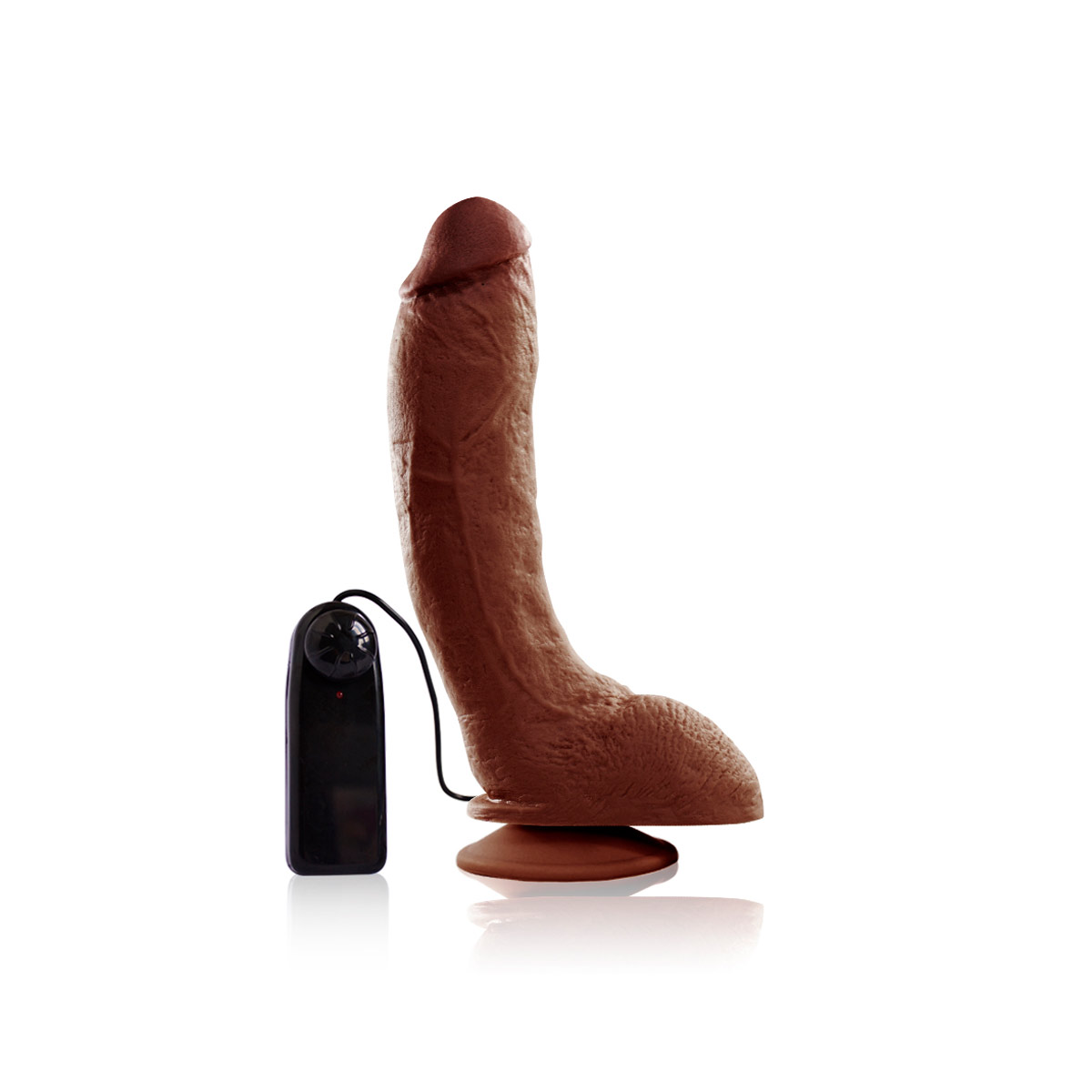 Prótese em Formato de Pênis Curvo com Escroto, Vibração Multivelocidade e Ventosa - Real Peter Rambo - 19,8 x 4,7 cm | Disponível em 3 Cores - 4