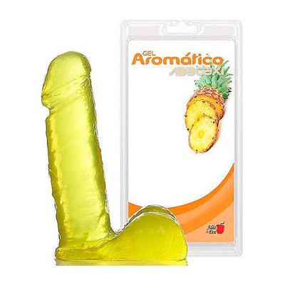 Adão & Eva - Prótese em Formato de Pênis em Gel com Escroto e Aroma de Abacaxi - 20 x 4,5 cm