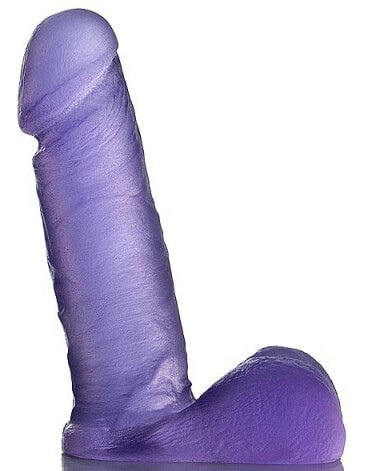 Adão & Eva - Prótese em Formato de Pênis em Gel com Escroto e Aroma de Uva - 16,5 x 4 cm - 2