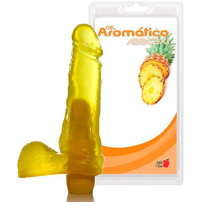 Foto 1 do produto Adão & Eva - Prótese em Formato de Pênis em Gel com Escroto, Vibrador e Aroma de Abacaxi - 16,5 x 4 cm