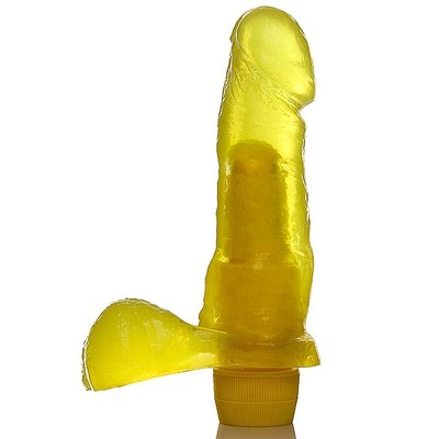 Foto 2 do produto Adão & Eva - Prótese em Formato de Pênis em Gel com Escroto, Vibrador e Aroma de Abacaxi - 20 x 4,5 cm