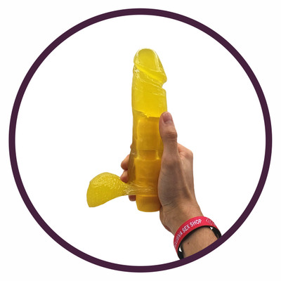 Adão & Eva - Prótese em Formato de Pênis em Gel com Escroto, Vibrador e Aroma de Abacaxi - 20 x 4,5 cm