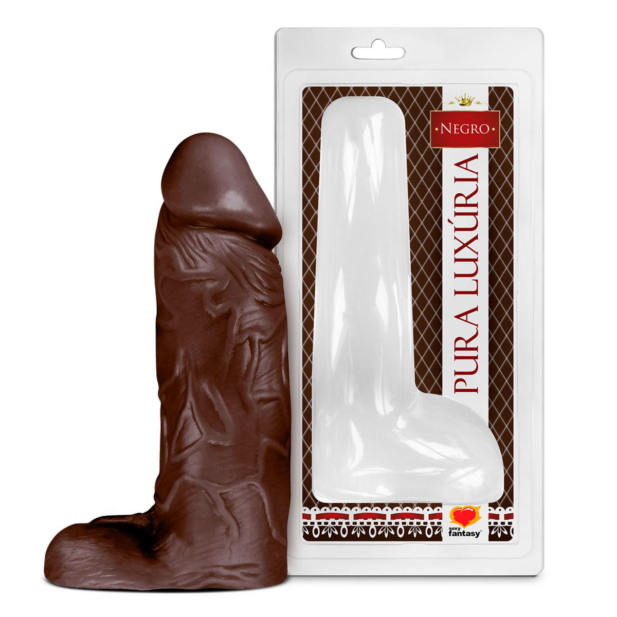 Prótese em Formato de Pênis Realístico Com Escroto e Glande Definida - Pura Luxúria - 21,5 x 7 cm | Disponível em 3 Cores - 3