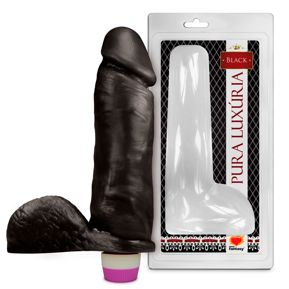 Prótese em Formato de Pênis Realístico Com Escroto, Glande Definida e Vibração - Pura Luxúria - 18 x 4,8 cm | Disponível em 3 Cores - 3